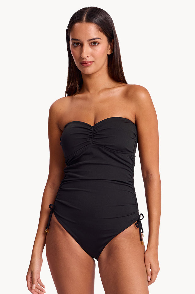 Atlas Tie Side Ruched Bandeau One Piece