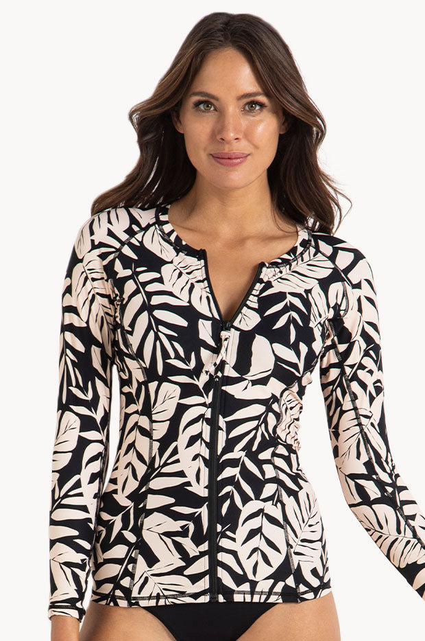 Sunseeker Camo Long Sleeve Zip Suntop Swimwear Galore AU