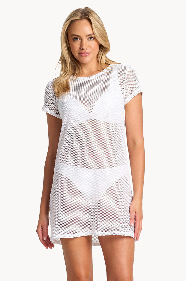 Sunseeker Salt Mesh T-Shirt Dress, White / S Sunseeker Salt Mesh T-Shirt Dress, White / S