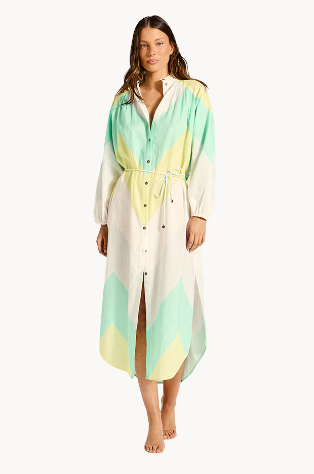 Tigerlily Anja Lorena Dress - Green Blue Stripe, 8 Tigerlily Anja Lorena Dress - Green Blue Stripe, 8