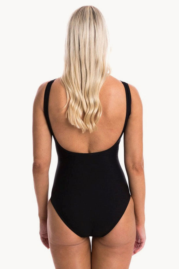 Textured Mesh High Neck One Piece