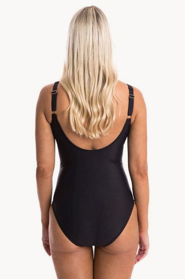 Plain Ruched Twist Front One Piece