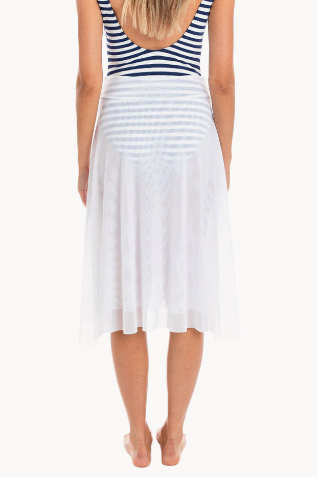 Mesh Fril Togs Swimwear - Plain Mesh Frill Skirt - White | Swimwear Galore AU