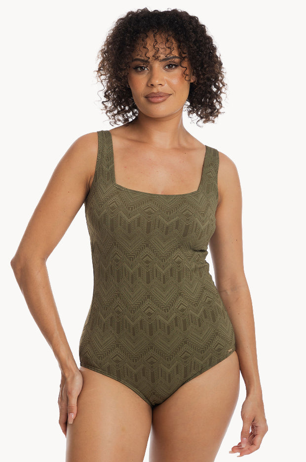 Chiseled Square Neck One Piece