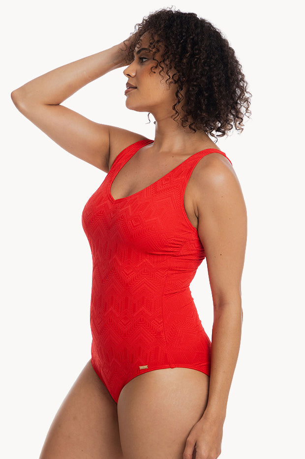 Chiseled Plunge V Neck One Piece