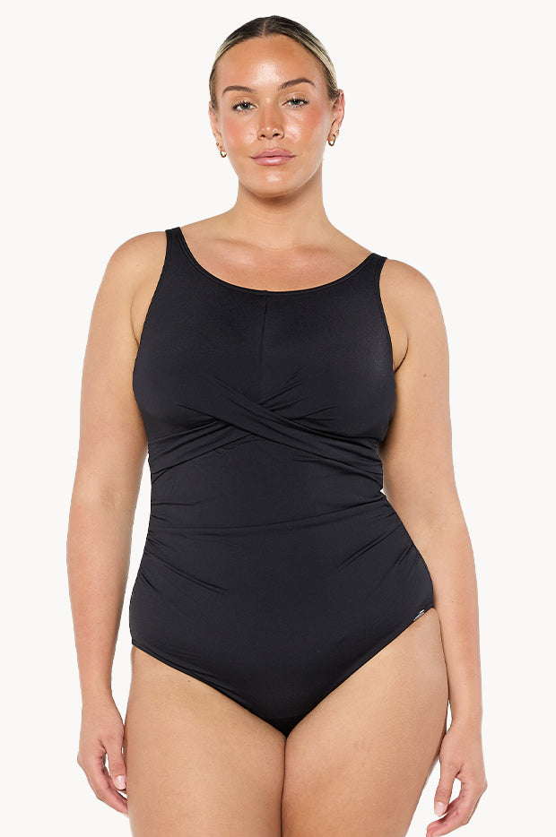 Twist Front High Neck One Piece