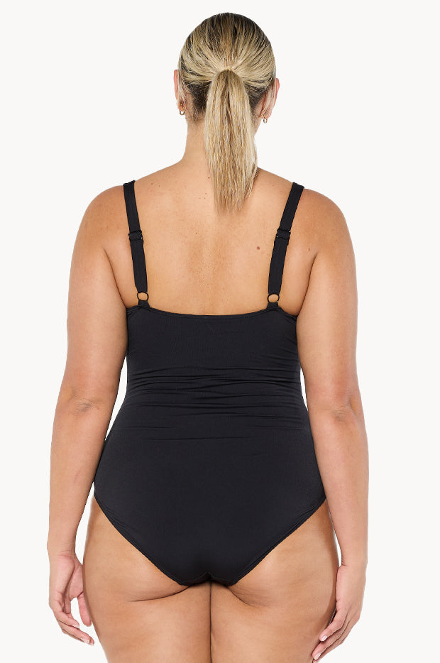 Twist Front High Neck One Piece