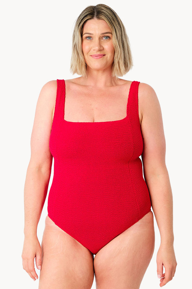 Crinkle Classic Square Neck One Piece