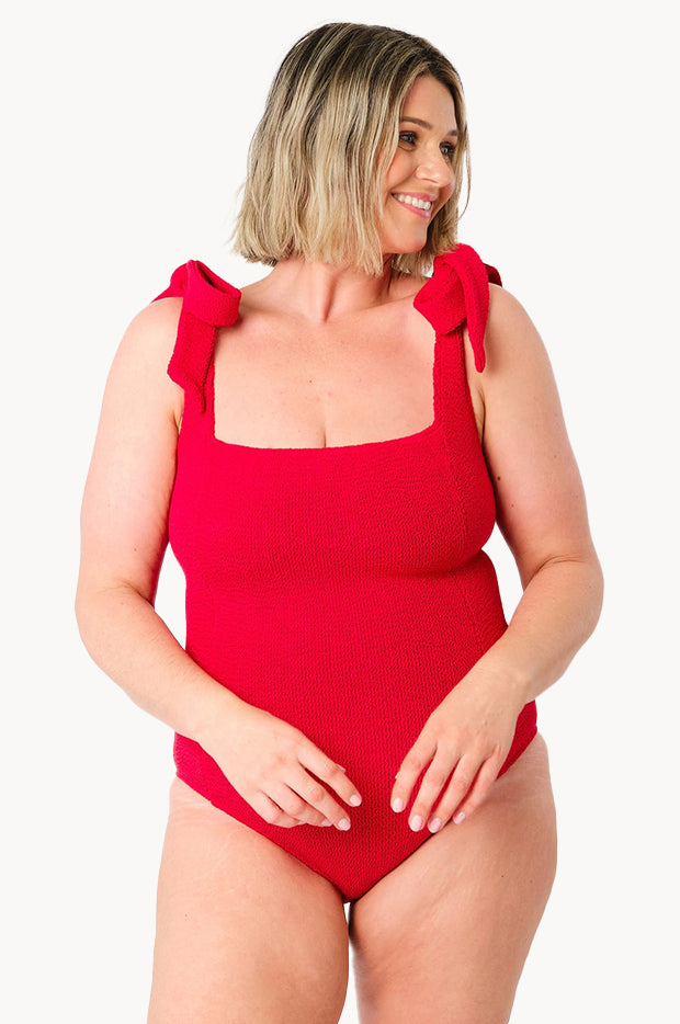 Crinkle Classic Square Neck One Piece