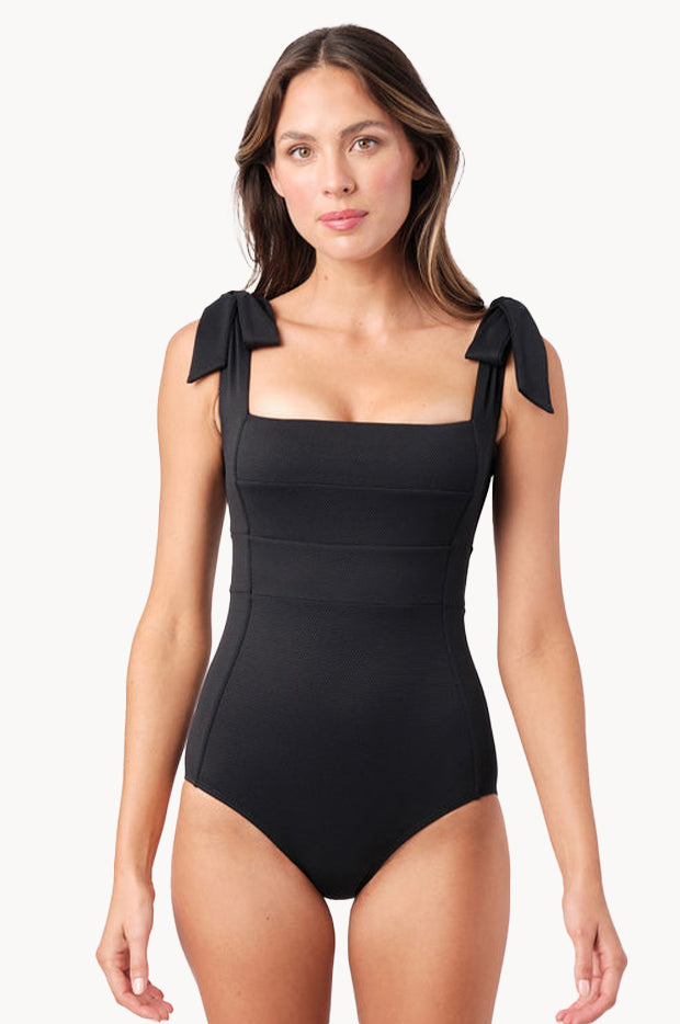 Textured Classic Square Neck One Piece
