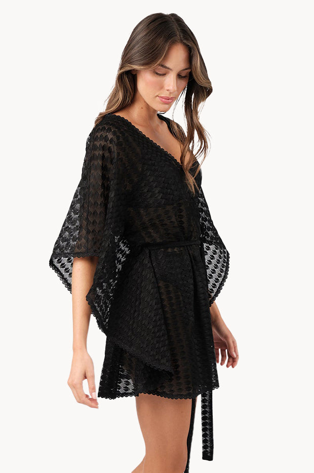 Une Piece - Scalloped Lace Kaftan - Black | Swimwear Galore AU