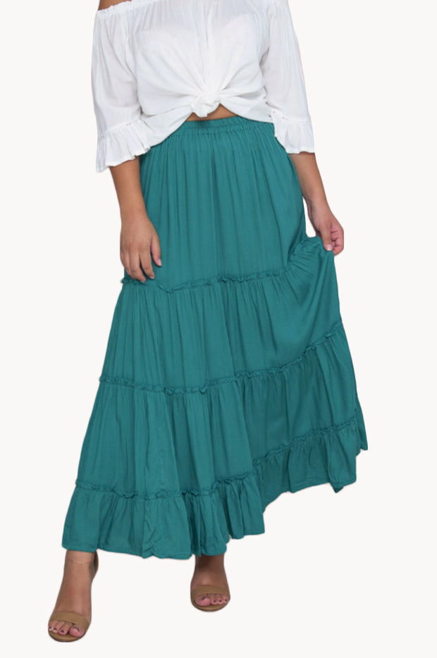 Plain Tiered Maxi Skirt