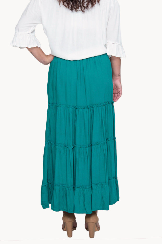 Plain Tiered Maxi Skirt