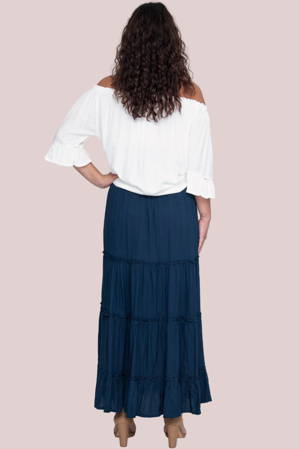 Plain Tiered Maxi Skirt