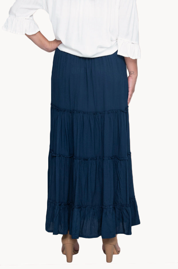 Plain Tiered Maxi Skirt