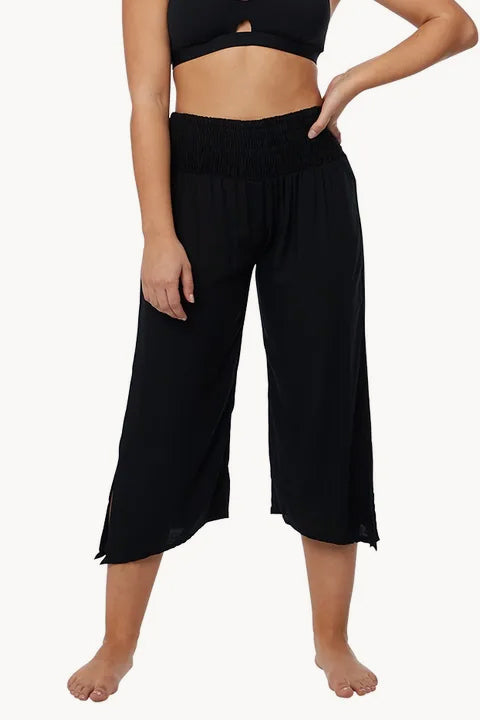 Plain 3/4 Rouched Tie Pants