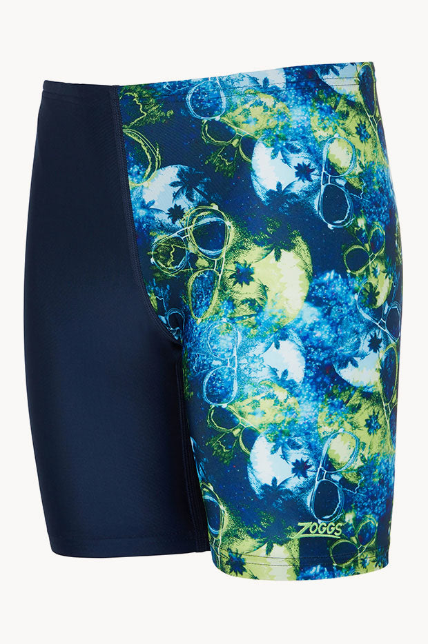 Zoggs - Boys Palmhead Mid Jammer - Navy/Green | Swimwear Galore US