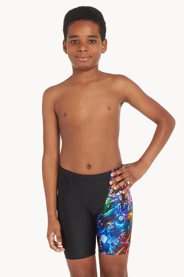 Zoggs Boys Reflection Volt Jammer Black Multi Swimwear Galore AU