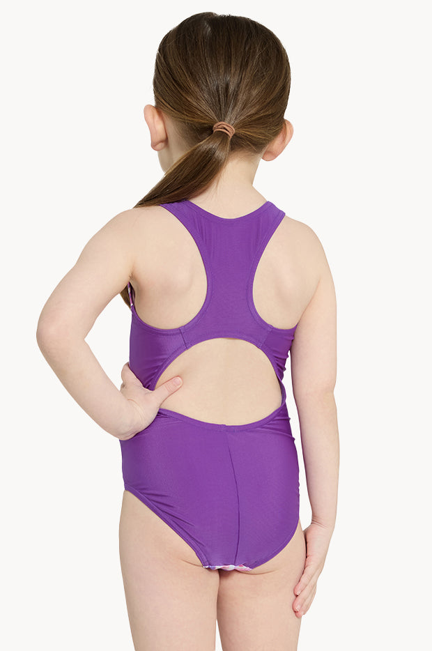 Zoggs Girls Unicorn Actionback One Piece White/Purple