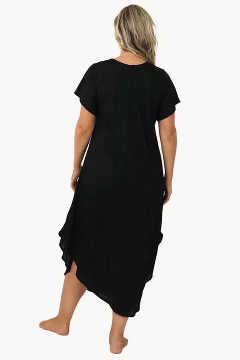 Bodacious - Great Harbour Cap Sleeve Dress - Black | Swimwear Galore US