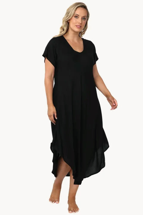 Bodacious - Great Harbour Cap Sleeve Dress - Black | Swimwear Galore US