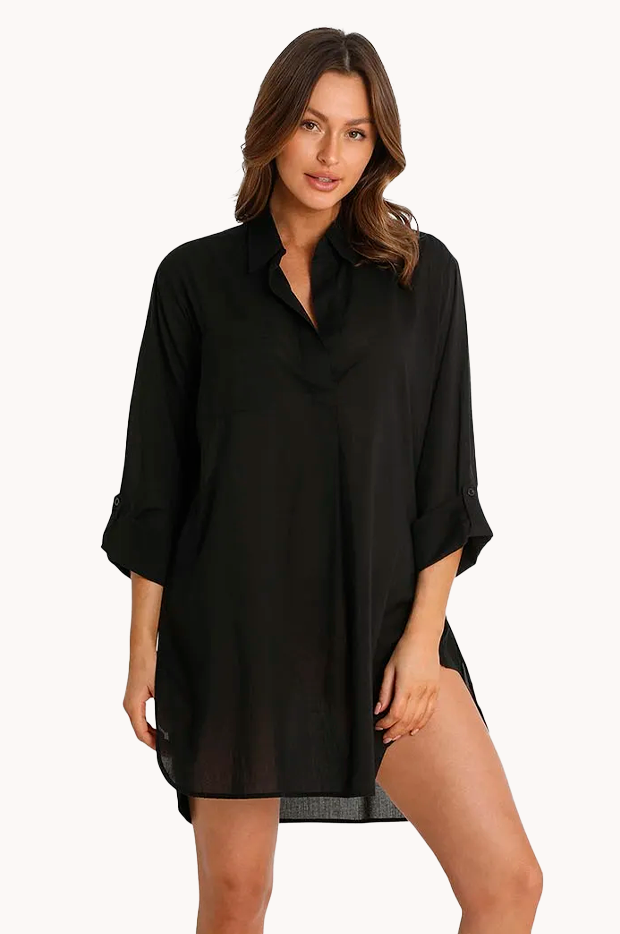 Sunseeker - Classic Painters Shirt - Black | Swimwear Galore AU