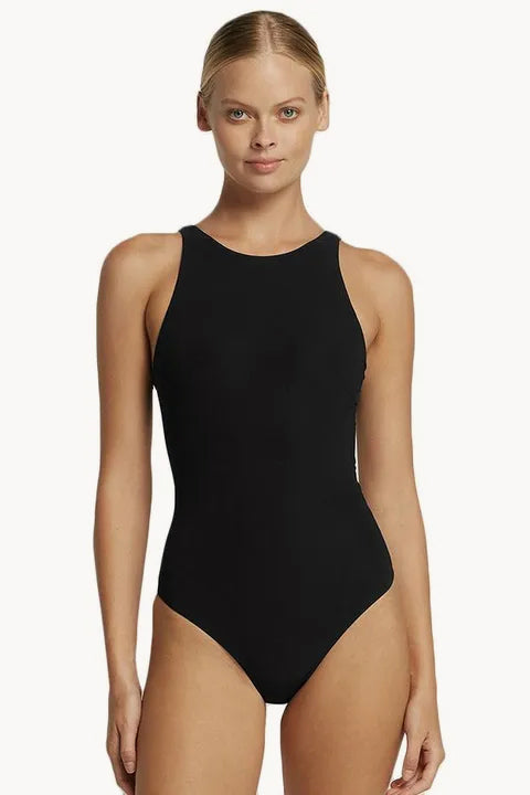 Jets Jetset High Neck One Piece Black Swimwear Galore AU