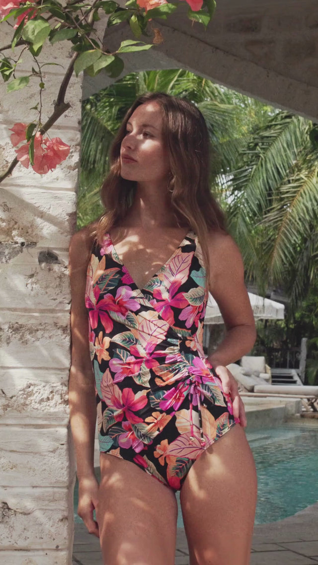 Phuket Gathered Surplice One Piece