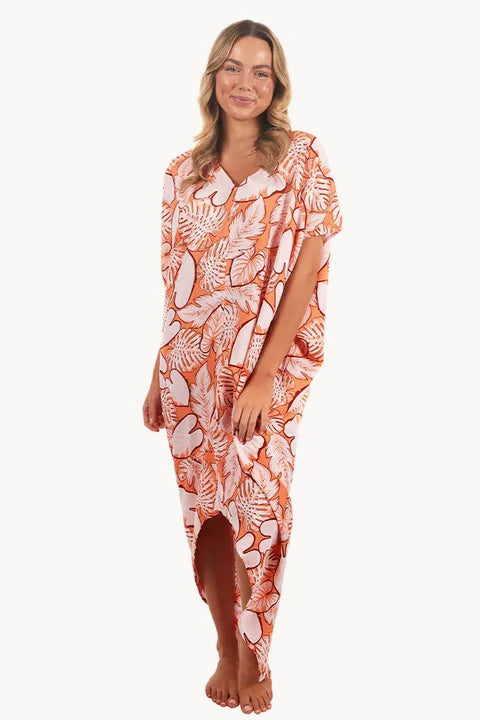 orange toga dress Tan Brown Nylon Lycra Toga Dress Design by Kamaali Pret at Pernia's Pop Up Shop 2026