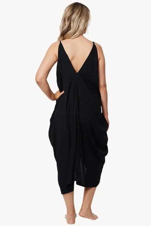 Sundrenched Plain Festival Dress Black | Swimwear Galore US