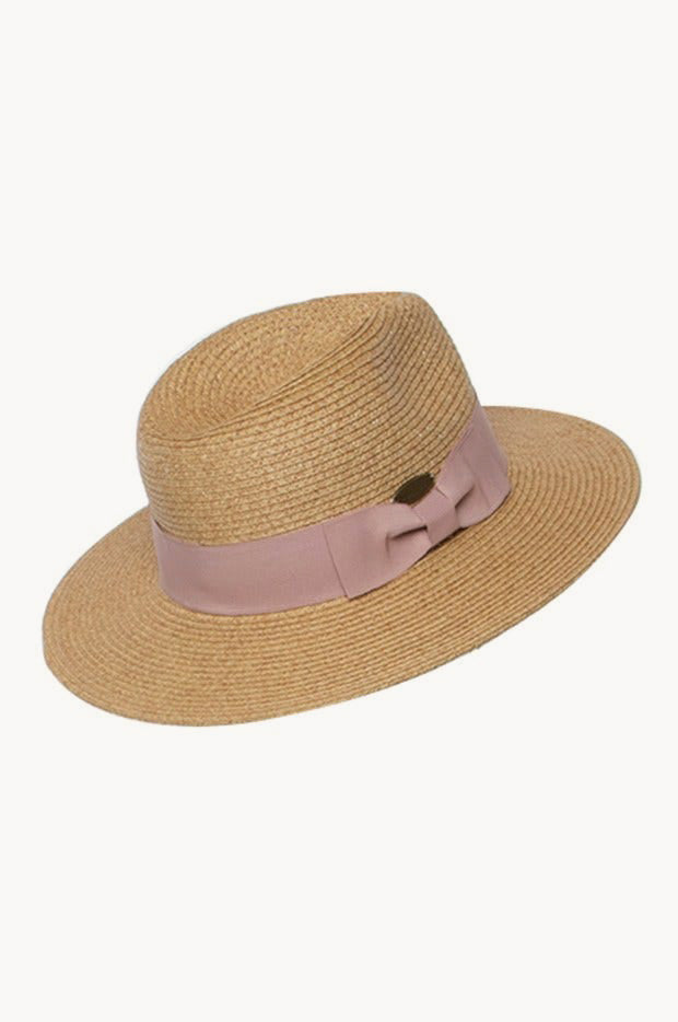 Girls Blush Ribbon Panama Hat