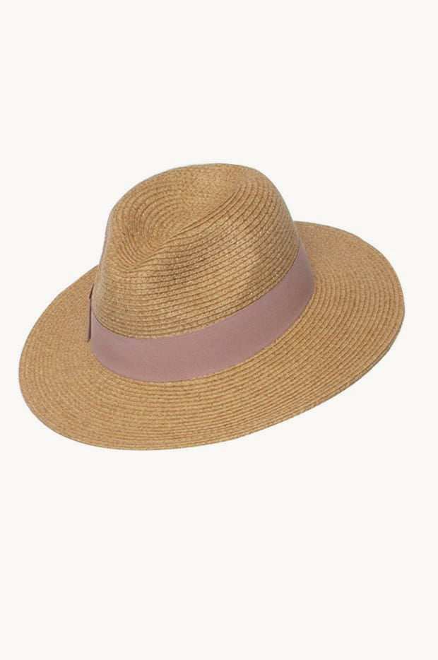 Girls Blush Ribbon Panama Hat