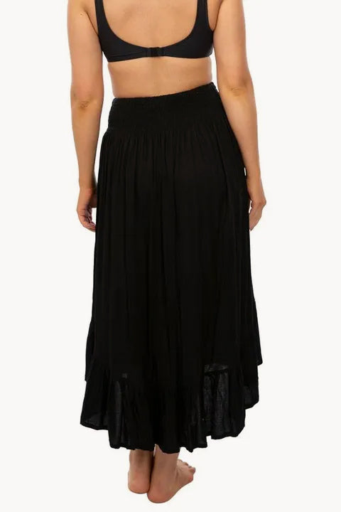 Ruched Button Maxi Skirt