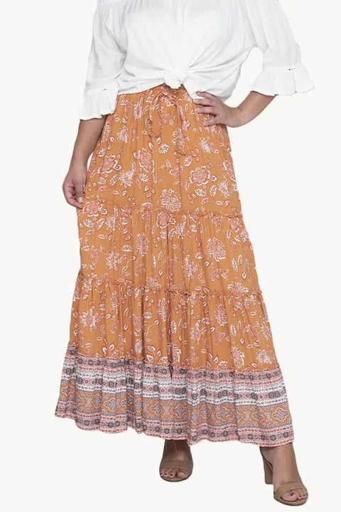 Moroccan Mosaic Boho Maxi Skirt